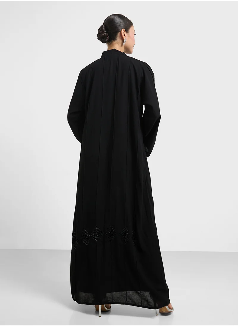 hayas closet Straight Sleeve Lace Detailed Abaya