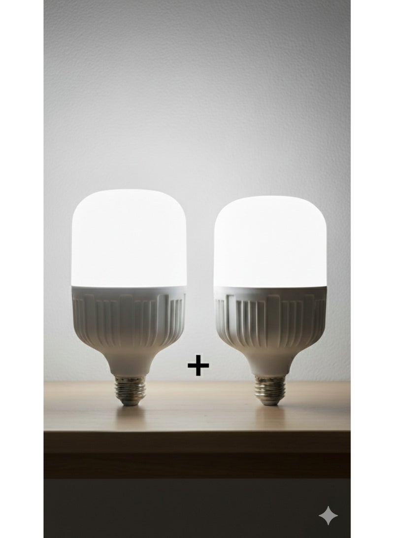 الروضة للإضاءة عدد 2 لمبة ليد 65 وات اضاءة ابيض - لمبة عملية باضاءة قوية موفرة للطاقة 22cm