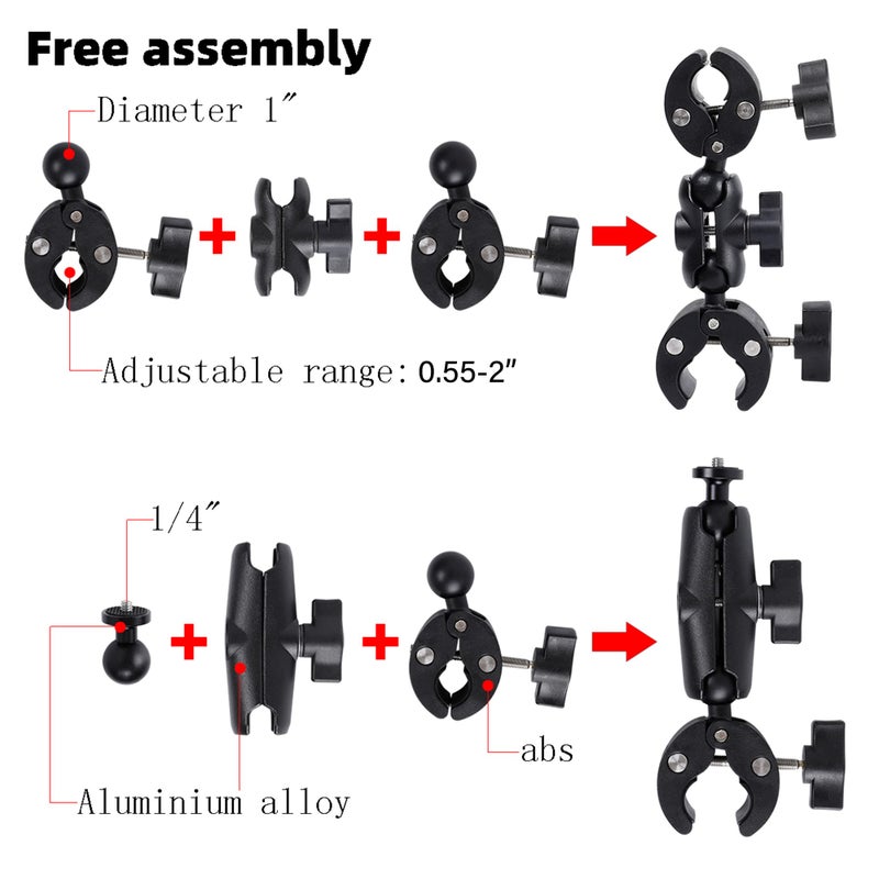 PellKing Motorcycle Bike Handlebar Clamp Mount and 61" Invisible Selfie Stick for Insta360 X5 X4 X3 X2 X ONE RS R GO 3 Camera - Image 4