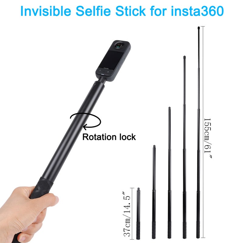 PellKing Motorcycle Bike Handlebar Clamp Mount and 61" Invisible Selfie Stick for Insta360 X5 X4 X3 X2 X ONE RS R GO 3 Camera - Image 3