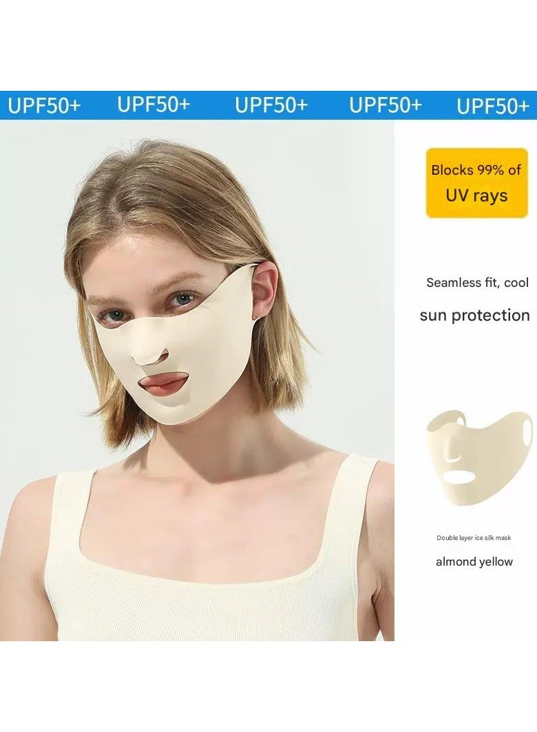 Goolsky Summer Sunshade Face Cover New Ice Silk Mask for Women UV Protection Thin Breathable Face Scarf Ear Loop Design  - Image 1