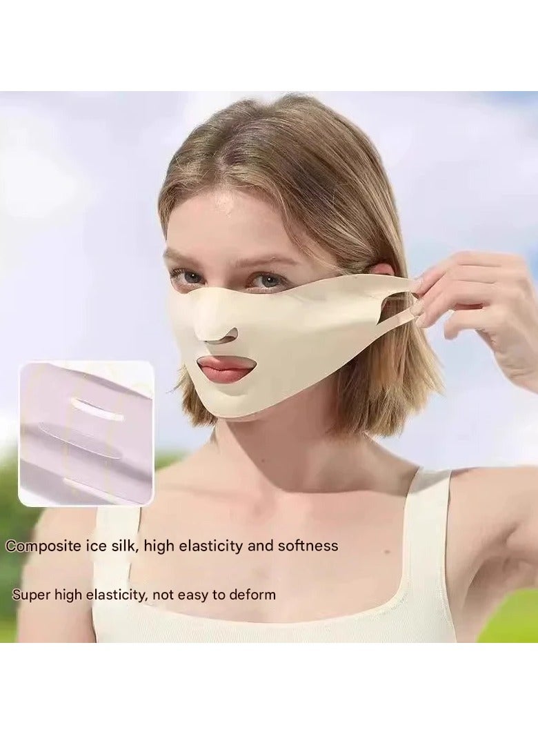 Goolsky Summer Sunshade Face Cover New Ice Silk Mask for Women UV Protection Thin Breathable Face Scarf Ear Loop Design  - Image 2