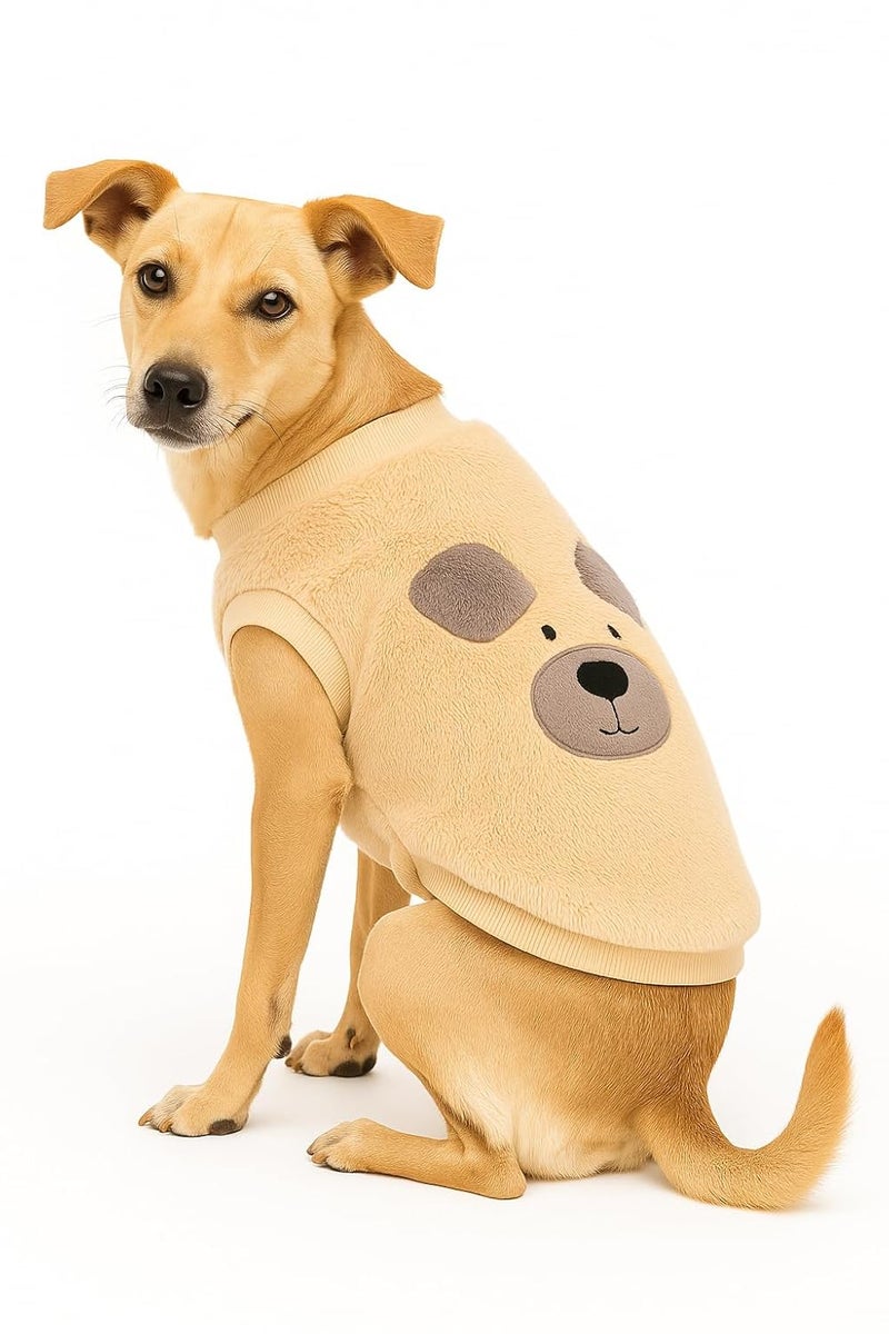 PawCloud Ultra Warm Dog Sweatshirt Teddy Print | Soft Polyester Fur Winter Wear for Pets | Lightweight, Cozy, Machine Washable Dog Winter Clothing | Off White - 3XL (XXXL) - 24 inch - Image 1