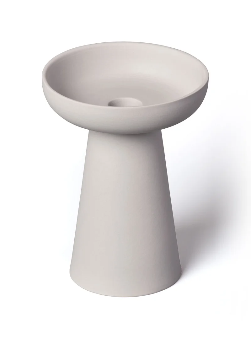 Aery Living Aery Living Large Porcini Pillar and Taper Grey Matte Ceramic Candle Holder