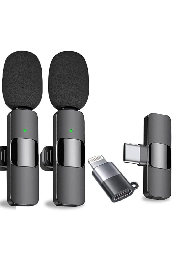 Generic - K9 Wireless Microphone Dual Omnidirectional Recording Clip Mic with Receiver for Type-C Lightning Camera Laptop for Vlogging YouTube Online Class Zoom Call - Image 1