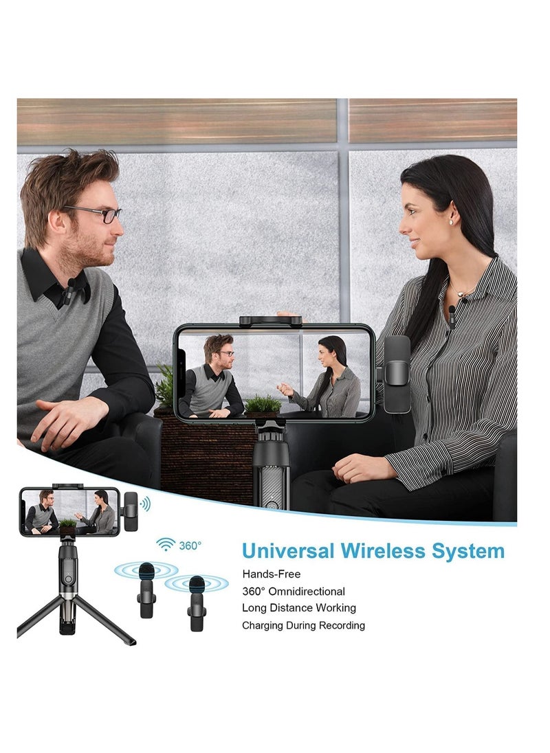 Generic - K9 Wireless Microphone Dual Omnidirectional Recording Clip Mic with Receiver for Type-C Lightning Camera Laptop for Vlogging YouTube Online Class Zoom Call - Image 1
