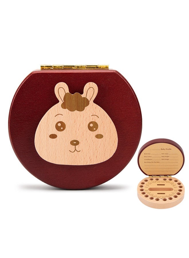 Baby Teeth Commemorative Box For Girls And Boys Children's Clothing Teeth Collection Storage Box For Teeth Replacement Wooden Toys-Color:South Elm Rabbit (English Version) - Image 1