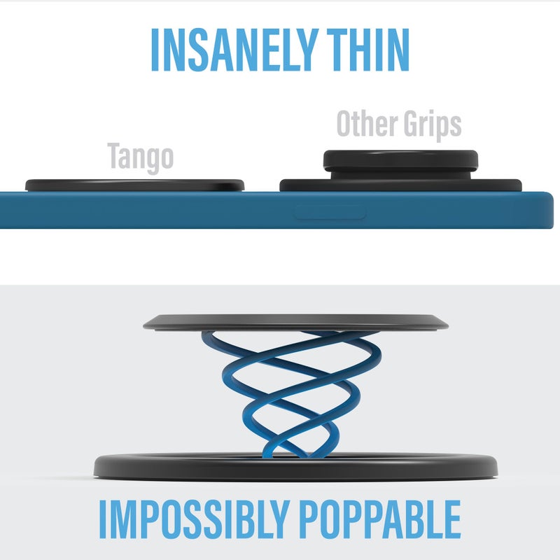 Tango Ultra Thin Grip for MagSafe: One Hand Open, Stand, 10x Expandable, Space Grade Steel, Removable for Wireless Charging. Half The Thickness, Twice The Fidget - Black - Image 2