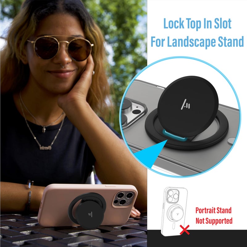 Tango Ultra Thin Grip for MagSafe: One Hand Open, Stand, 10x Expandable, Space Grade Steel, Removable for Wireless Charging. Half The Thickness, Twice The Fidget - Black - Image 3