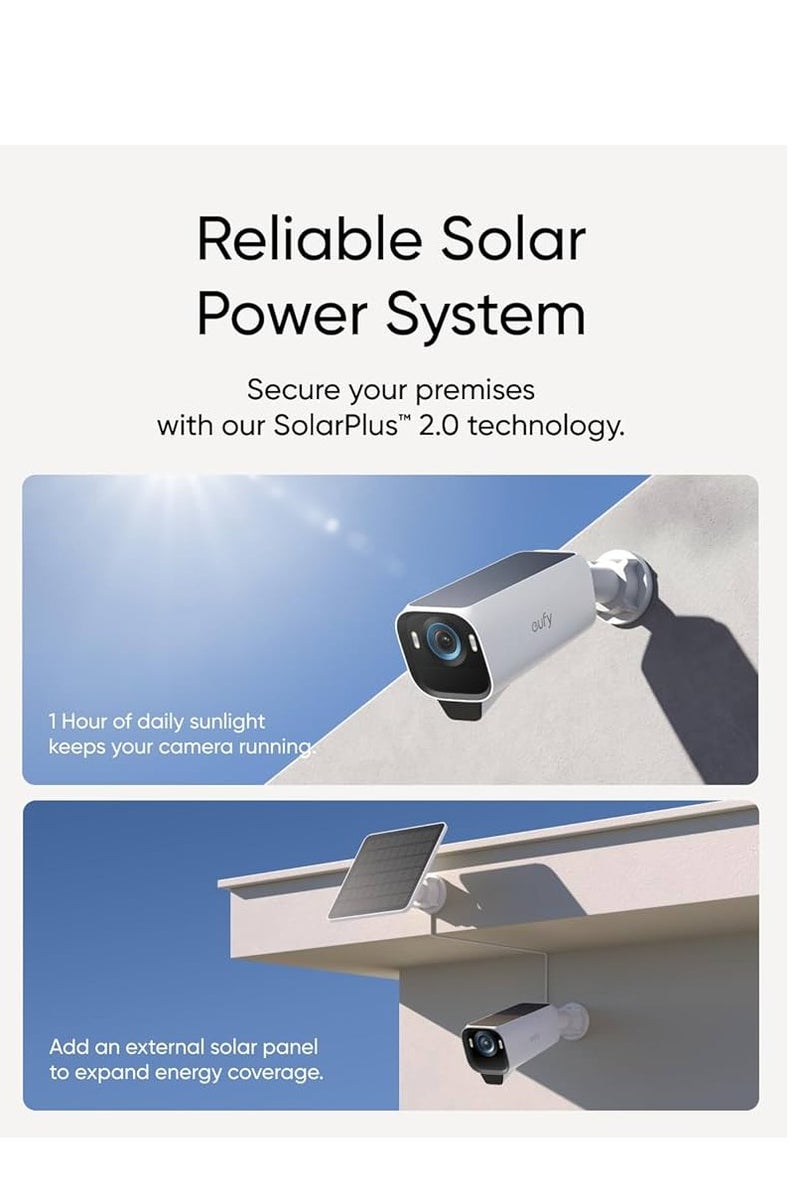 eufy Eufy Security S3 Pro 4+1 Kit Solar Security Camera Outdoor Wireless with Solar Panel, Colour Night Vision, 4K, Forever Power 2.0, Face Recognition AI, Expandable Local Storage No Monthly Fee - Image 3