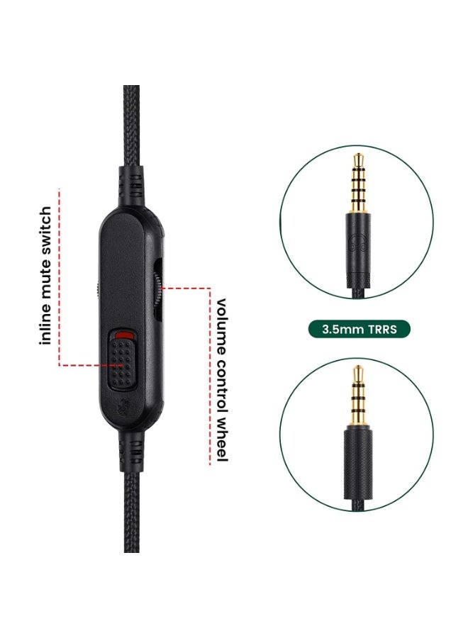 INSIJAM G Pro X Cord Detachable Gaming Headset Cable Replacement for Logitech G Pro / G433 / G233 3.5mm(1/8") Nylon Braided Wire with Inline Mute Switch and Volume Controller 6ft Long - Image 4