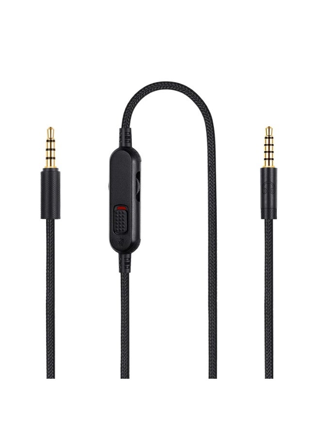 INSIJAM G Pro X Cord Detachable Gaming Headset Cable Replacement for Logitech G Pro / G433 / G233 3.5mm(1/8") Nylon Braided Wire with Inline Mute Switch and Volume Controller 6ft Long - Image 1