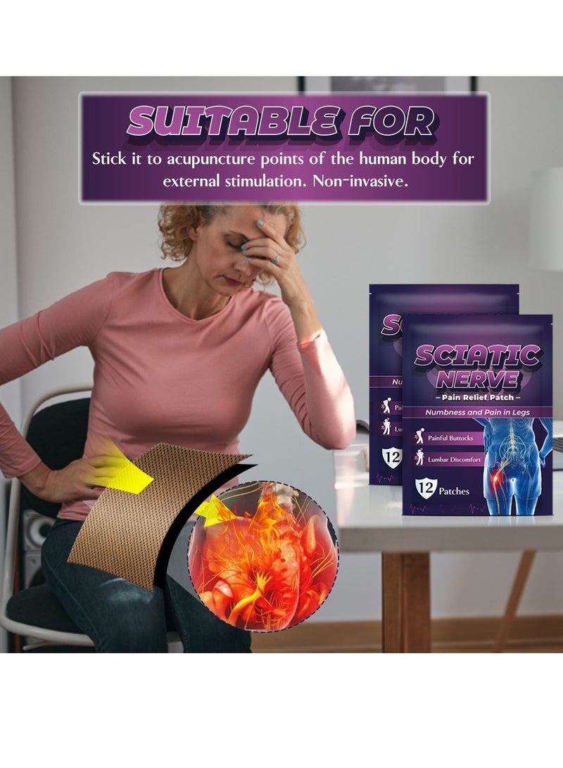 Sumifun Sciatic Nerve Pain Relief Patch, Numbness And Pain In Legs Painful Buttocks Lumbar Discomfort 12pcs - Image 5