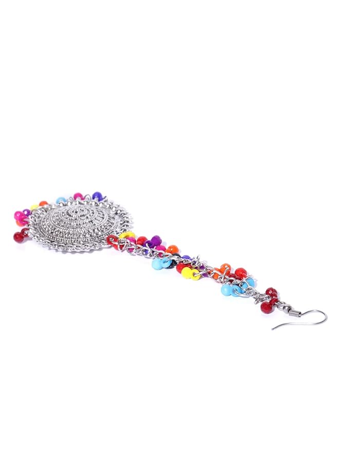 YouBella Multicolour Oxidized Silver Plated Afghani Kashmiri Tribal Jhumka Earrings For Women - Image 5