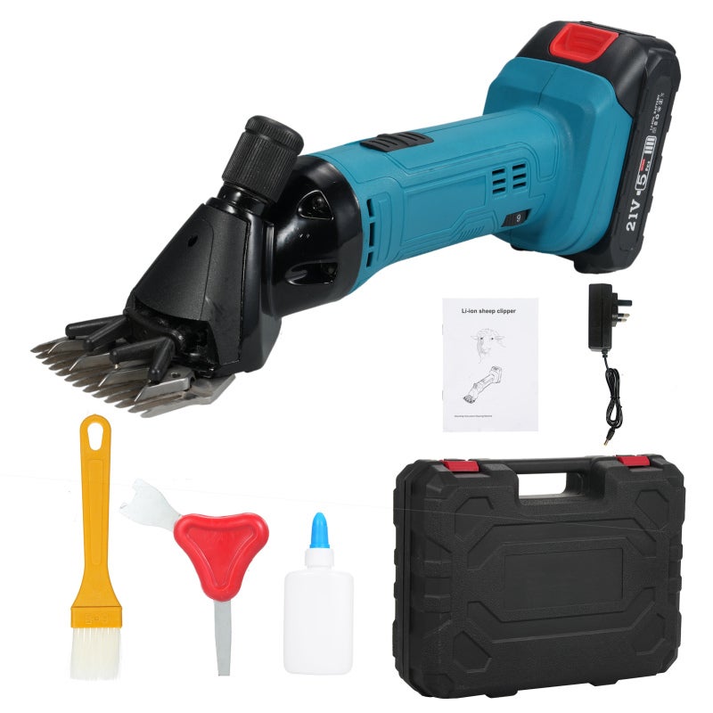 Cordless Shears 2000mAh Lithium Battery 500W Motor 6-Speed Adjustable - 13-Tooth Carbon Steel Blades Professional Shear for Livestock Thick-Haired Pet Grooming - Image 1