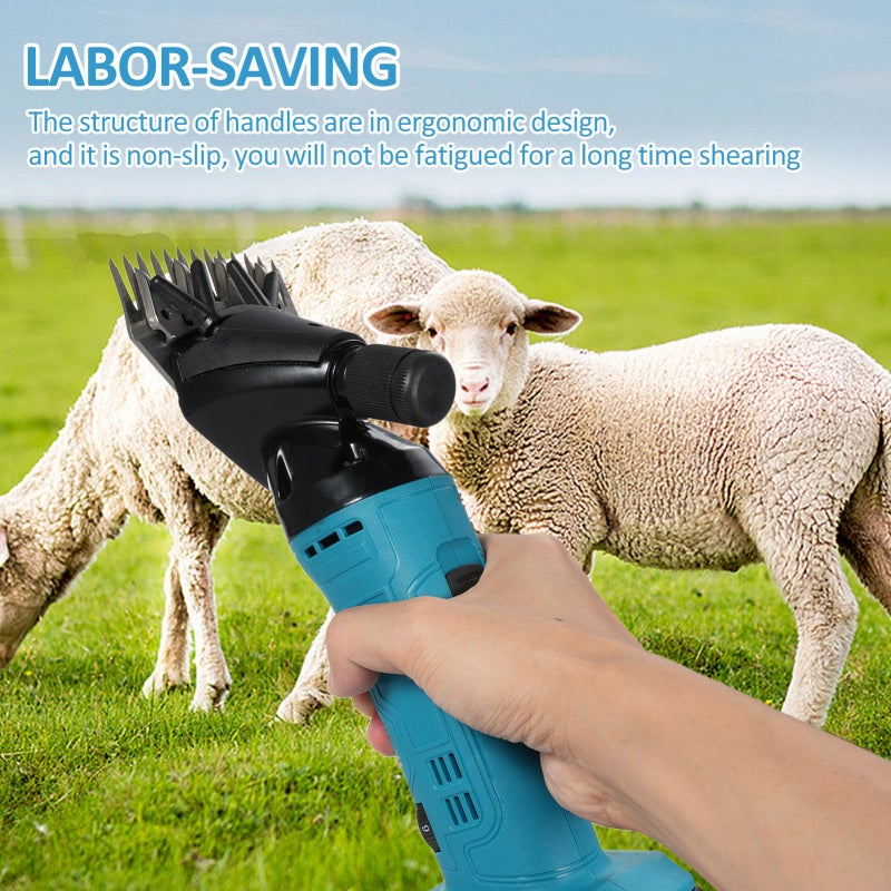Cordless Shears 2000mAh Lithium Battery 500W Motor 6-Speed Adjustable - 13-Tooth Carbon Steel Blades Professional Shear for Livestock Thick-Haired Pet Grooming - Image 3