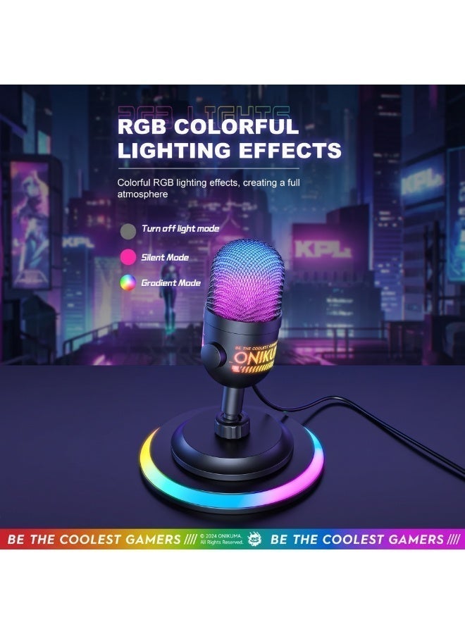 ONIKUMA GAMING ONIKUMA M930 RGB USB Condenser Microphone for Gaming, Streaming, Podcast & Recording, Cardioid Mic with Gain Knob, Mute Button, 3.5mm Monitoring Jack - Image 5