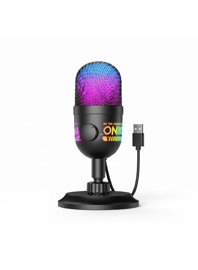 ONIKUMA GAMING ONIKUMA M930 RGB USB Condenser Microphone for Gaming, Streaming, Podcast & Recording, Cardioid Mic with Gain Knob, Mute Button, 3.5mm Monitoring Jack - Image 1