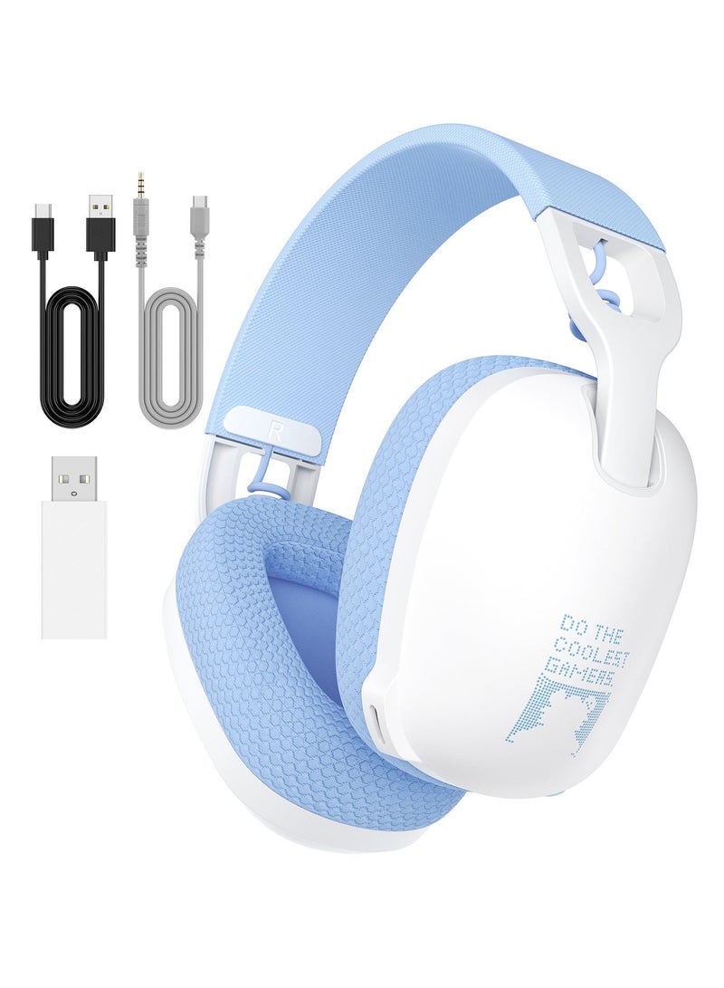 onikuma B2 Tri-Mode Gaming Headset ( 2.4GHz wireless / Bluetooth 5.3 / 3.5mm wired ) – 7.1 Pro Stereo Surround Sound – 40MM Drivers – Noise-Canceling Microphone – Up to 8 hours – Multi Platforms for PC, PS5/4/3, Switch, Mobile | White - Image 1