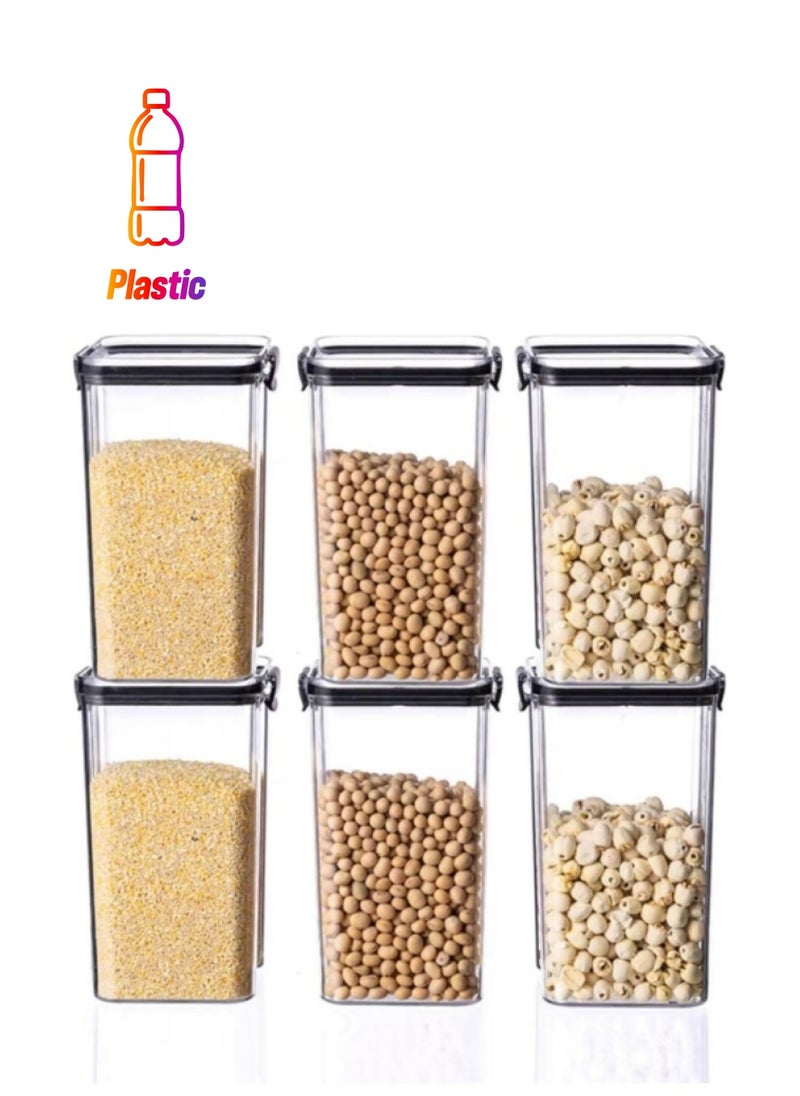 GGEROU - Set of 6 Airtight Food Storage Container with Lock Lids, Cereal & Dry Storage Jars, Kitchen and Pantry Organization Canisters 1300ml - Image 1
