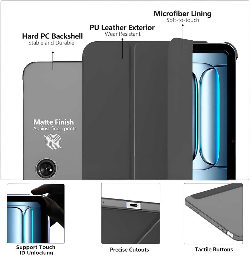 ProElite Case Cover for OnePlus Pad Lite 11 inch Case, Smart Flip Case Cover for OnePlus Pad Lite 11 inch Case Translucent Back with Stylus Pen [Auto Sleep Wake Feature], Black - Image 2