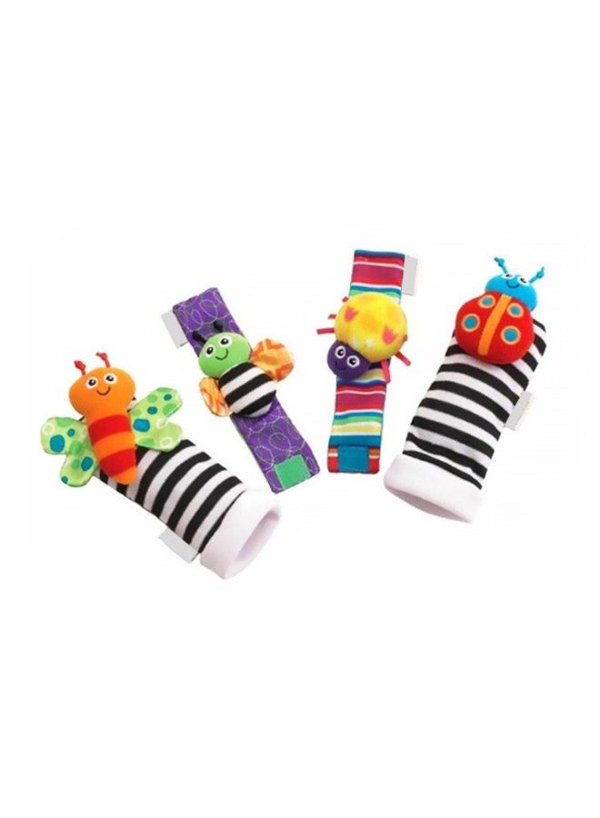 Baby Watch Strap Wristband Socks Gloves Set Rattles 4 Pieces Set Infant Toys Handheld Bells For Children's Play-Color:2 Watch Straps 2 Socks (opp Bag) - Image 2
