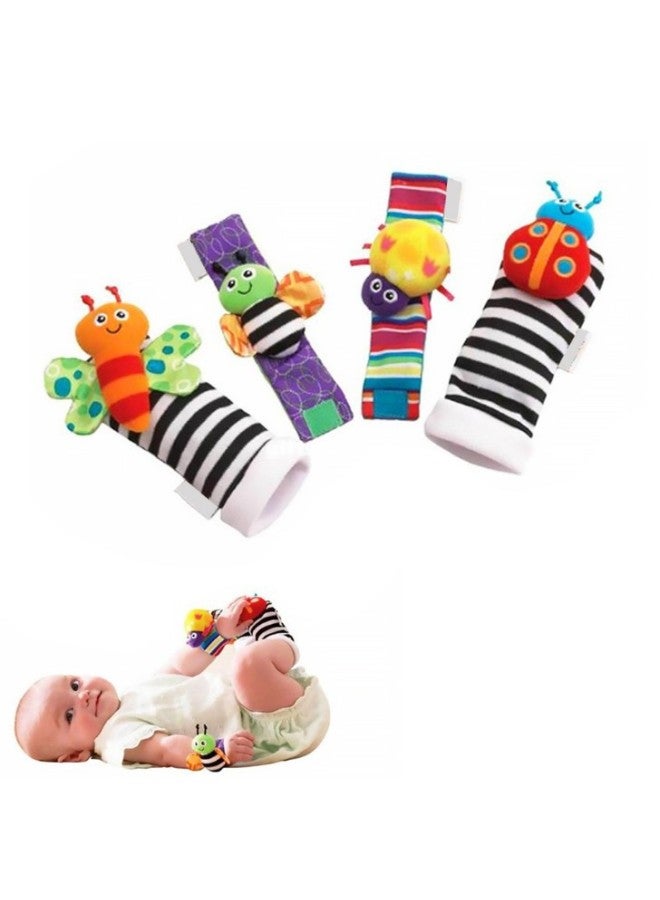Baby Watch Strap Wristband Socks Gloves Set Rattles 4 Pieces Set Infant Toys Handheld Bells For Children's Play-Color:2 Watch Straps 2 Socks (opp Bag) - Image 3