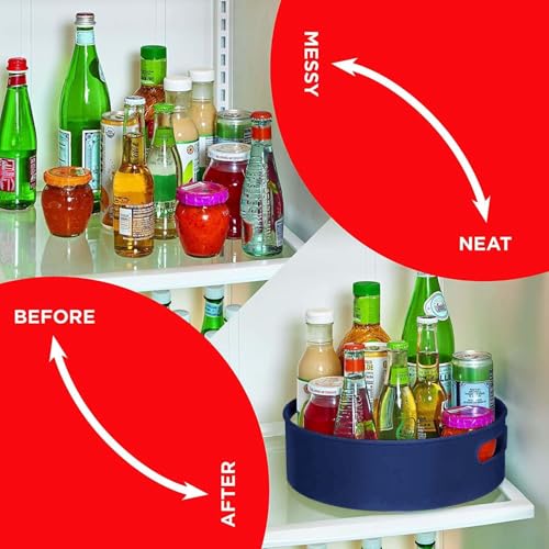 HomeWiz Kitchen Multi-Purpose 360° Rotating Organizer Tray | Kitchen Accessories Items | Kitchen Organizer Rack | Turntable for Spices, Storage | Dark Blue - Image 5