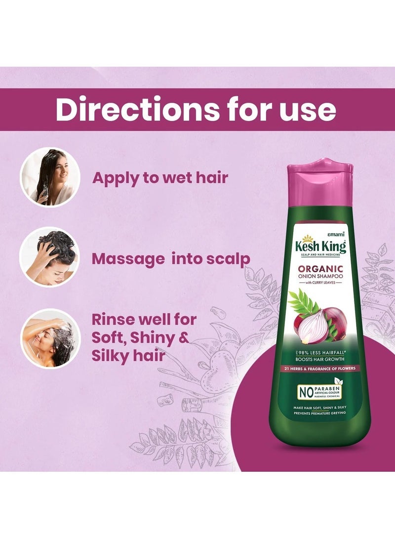 Emami Kesh King Organic Onion Shampoo With Curry Leaves Reduces Hair Fall Upto 98%,Boosts Hair Growth&Keeps Hair Smooth Upto 48Hrs|300Ml,347 Grams - Image 5