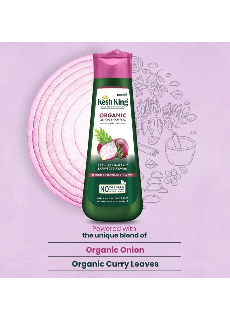 Emami Kesh King Organic Onion Shampoo With Curry Leaves Reduces Hair Fall Upto 98%,Boosts Hair Growth&Keeps Hair Smooth Upto 48Hrs|300Ml,347 Grams - Image 2