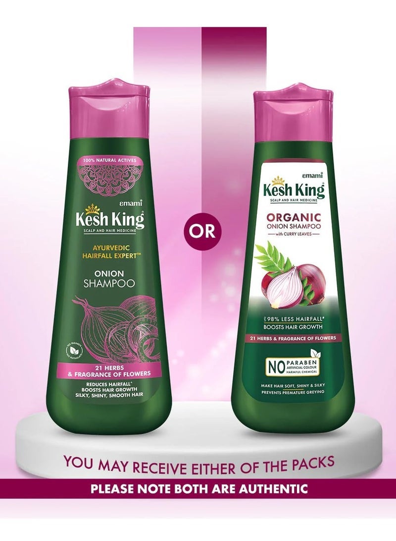 Emami Kesh King Organic Onion Shampoo With Curry Leaves Reduces Hair Fall Upto 98%,Boosts Hair Growth&Keeps Hair Smooth Upto 48Hrs|300Ml,347 Grams - Image 3