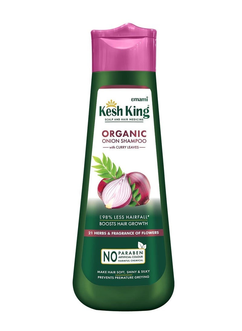 Emami Kesh King Organic Onion Shampoo With Curry Leaves Reduces Hair Fall Upto 98%,Boosts Hair Growth&Keeps Hair Smooth Upto 48Hrs|300Ml,347 Grams - Image 1
