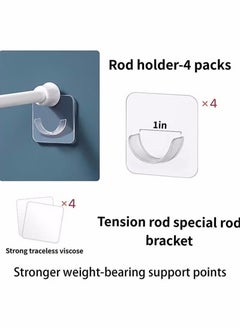 Generic 4 Pcs Curtain Rod Bracket Holder Curtain Rods No Drilling Adhesive Curtain Rod Holder Curtain Hangers Hooks Mounting Screws Anchors and Sticky Strips Wall Hooks  - Image 3