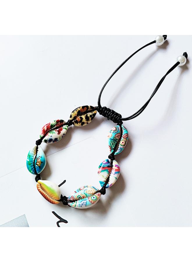Bohemian Natural Shell Woven Bracelet Wax Thread Hand Woven Painted Diy Shell Bracelet Pearl Bracelet 