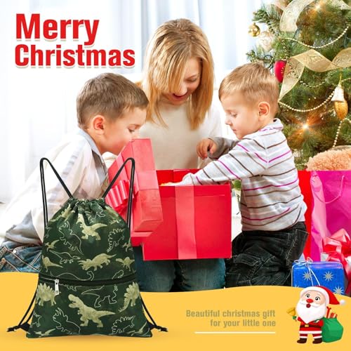 WAWSAM Dinosaur C Drawstring Backpack, Waterproof, 15 cu in, Polyester, Daypack Backpack for Boys Kids Swim Beach Gym Dance Travel - Image 2