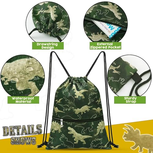 WAWSAM Dinosaur C Drawstring Backpack, Waterproof, 15 cu in, Polyester, Daypack Backpack for Boys Kids Swim Beach Gym Dance Travel - Image 3