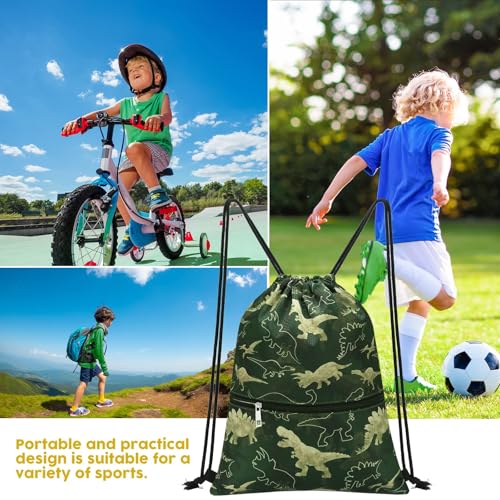 WAWSAM Dinosaur C Drawstring Backpack, Waterproof, 15 cu in, Polyester, Daypack Backpack for Boys Kids Swim Beach Gym Dance Travel - Image 5