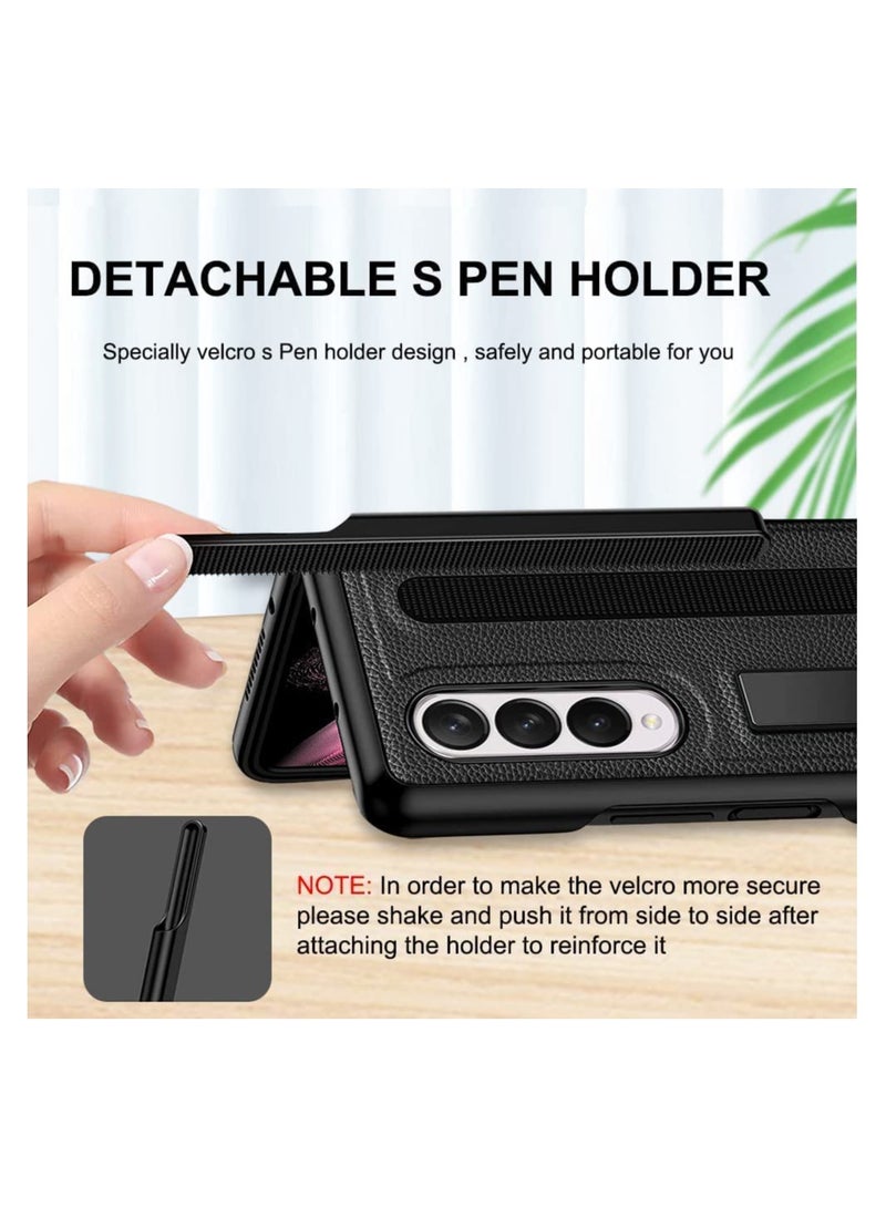 بيوينتي جراب Z Fold 4 مع حامل قلم جراب Galaxy Z Fold 4 مع حامل جراب واقٍ رفيع من الجلد الفاخر مقاوم للصدمات لهاتف Galaxy Z Fold 4 - Image 3