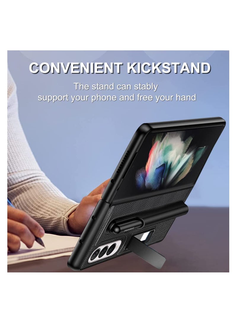 بيوينتي جراب Z Fold 4 مع حامل قلم جراب Galaxy Z Fold 4 مع حامل جراب واقٍ رفيع من الجلد الفاخر مقاوم للصدمات لهاتف Galaxy Z Fold 4 - Image 4