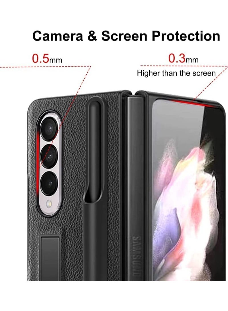 بيوينتي جراب Z Fold 4 مع حامل قلم جراب Galaxy Z Fold 4 مع حامل جراب واقٍ رفيع من الجلد الفاخر مقاوم للصدمات لهاتف Galaxy Z Fold 4 - Image 2