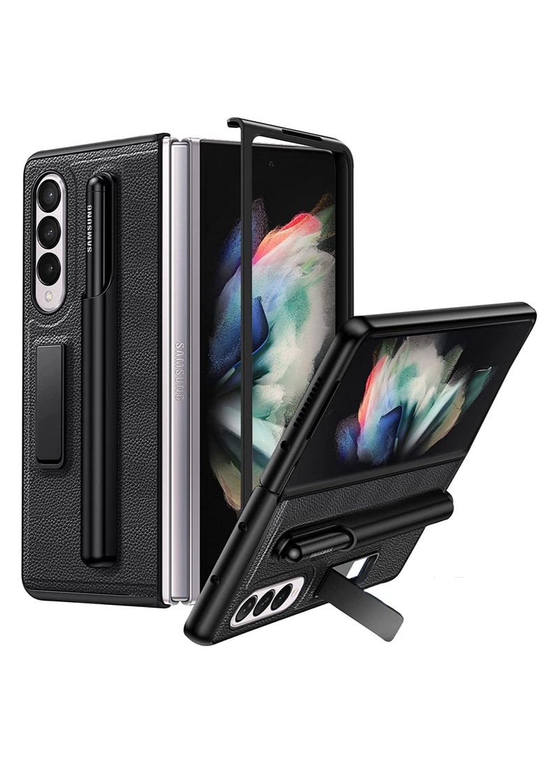 بيوينتي جراب Z Fold 4 مع حامل قلم جراب Galaxy Z Fold 4 مع حامل جراب واقٍ رفيع من الجلد الفاخر مقاوم للصدمات لهاتف Galaxy Z Fold 4 - Image 1