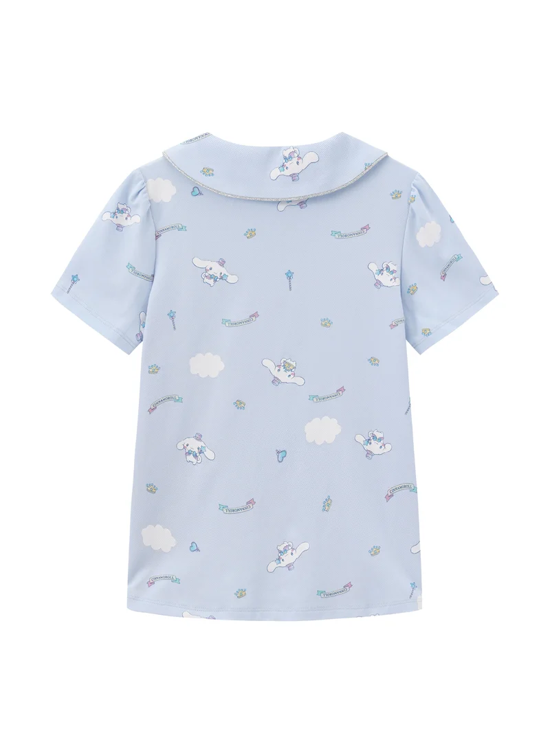 Balabala Blue Kids Girls Lapel short-sleeved T-shirt for Women | Best Price UAE