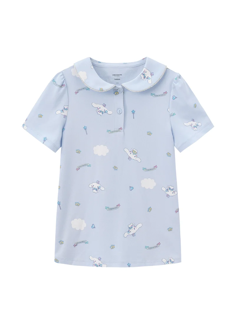 Kids Girls Lapel short-sleeved T-shirt