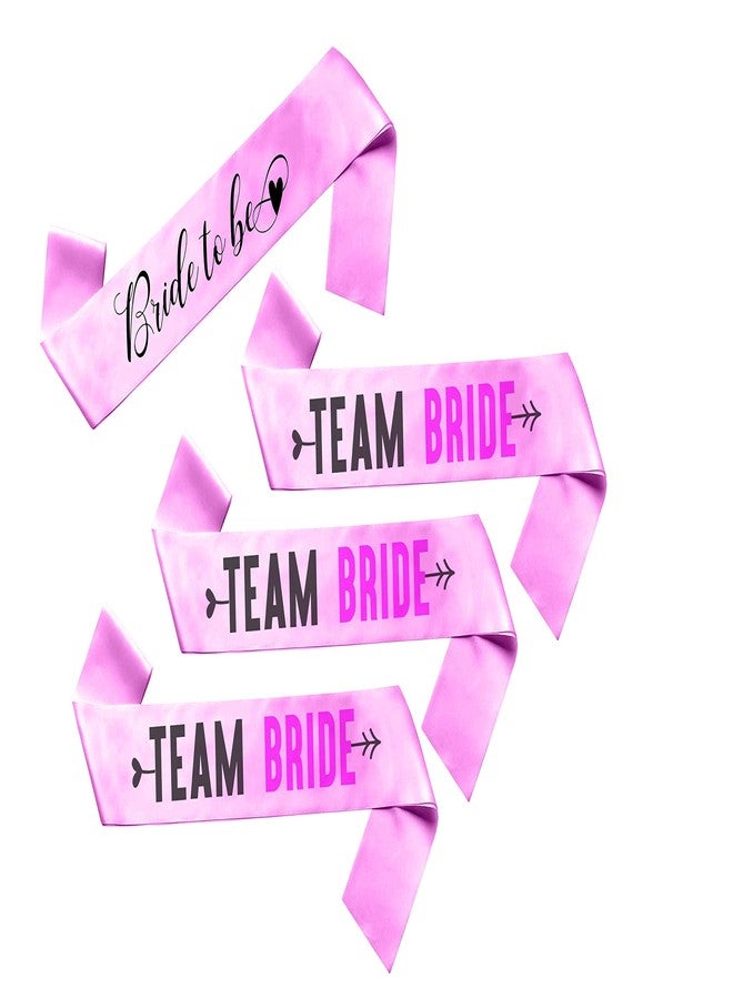 Hubops 4 Pcs 1 bride to be + 3 TEAM BRIDE Sash for Bride and Girls Night Out Games Supplies Party Decoration pack of 4 sash pink