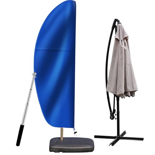 OKPOW Patio Umbrella Cover for Outdoor Heavy Duty 420D Oxford Fabric with Pole Zipper Easy Install Waterproof UV Resistant Prevents Fading Rips Fits 914ft Cantilever Offset Umbrellas Blue - Image 1