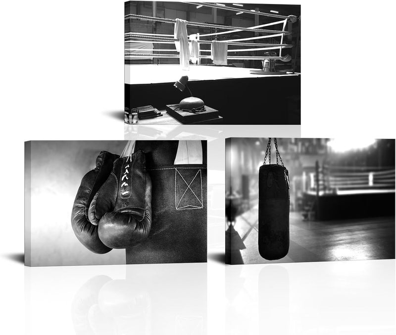 RnnJoile 3 Piece Boxing Canvas Art Wall Decor - Image 1