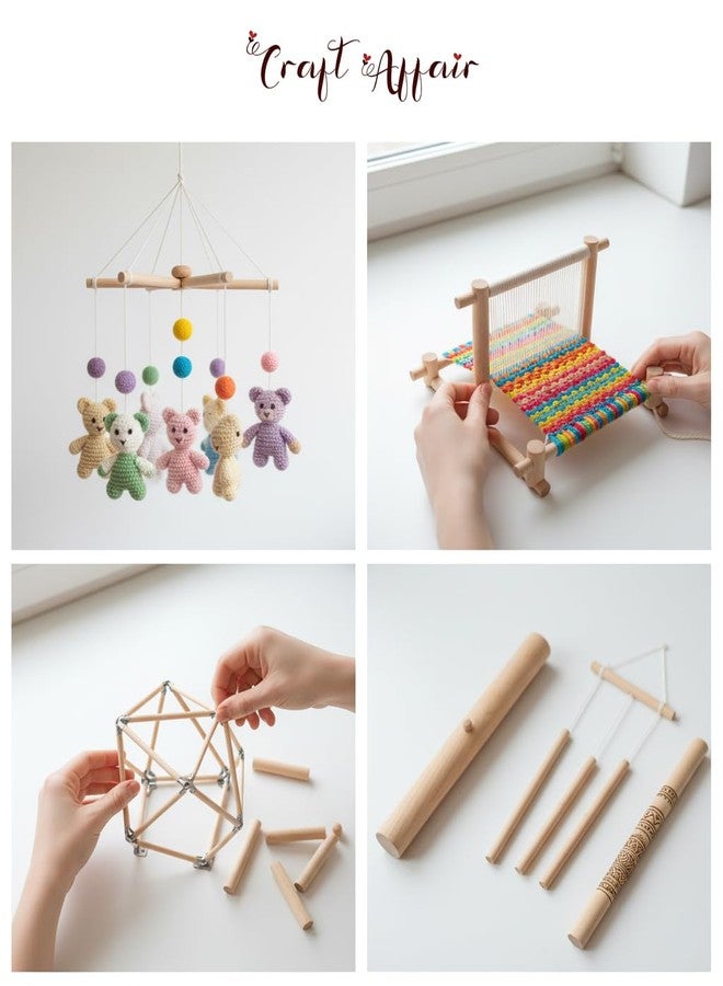Artify | Natural Wooden (4inch, 10pcs) Plain Dowel rods | Wooden Wall Hanger for Scroll Invitation Card, DIY, Art and Craft & More - Pack of 10 - Image 5