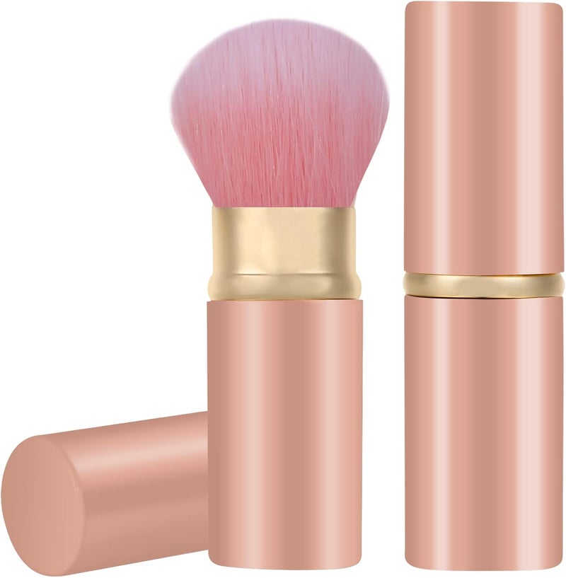 Falliny Retractable Kabuki Makeup Brush Travel Face Blush Brush Portable Powder Foundation Sunscreen Brush with Cover for Blush Bronzer Buffing Flawless Powder Cosmetics