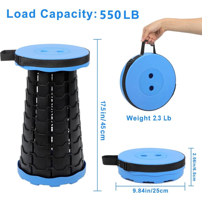 VOLIXOD Foldable Telescoping Stool Portable, Retractable Stool for Adults, Upgraded Collapsible Folding Seats with Load Capacity 550lbs, Camping Stools for Adults - Image 3