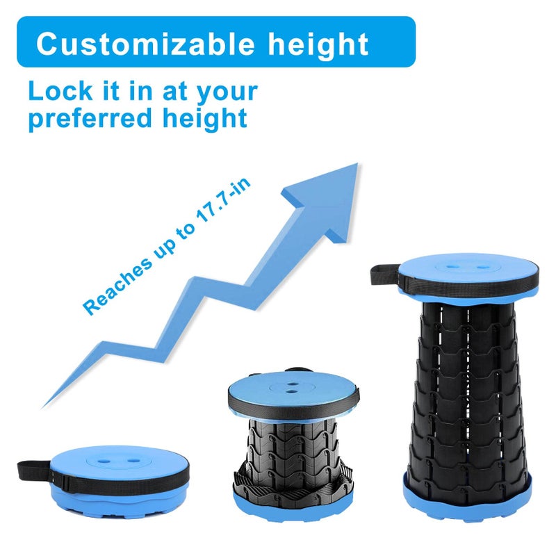 VOLIXOD Foldable Telescoping Stool Portable, Retractable Stool for Adults, Upgraded Collapsible Folding Seats with Load Capacity 550lbs, Camping Stools for Adults - Image 5